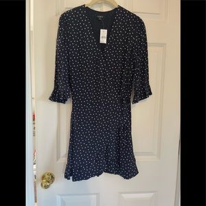 LOFT Navy Polka Dot Dress sz 00 NWT!